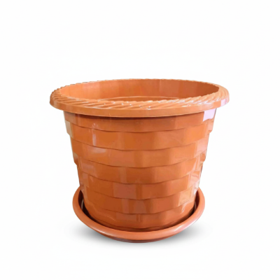 Picture of 11 Inch Marble Flower Tub With Tray - Premium Planter for Your Garden