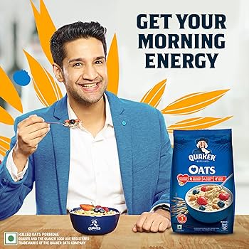 Picture of Quaker Oats 1Kg, Rolled Oats Natural Wholegrain, Nutritious Breakfast Cereals, Dalia Porridge, Easy To Cook, Honey