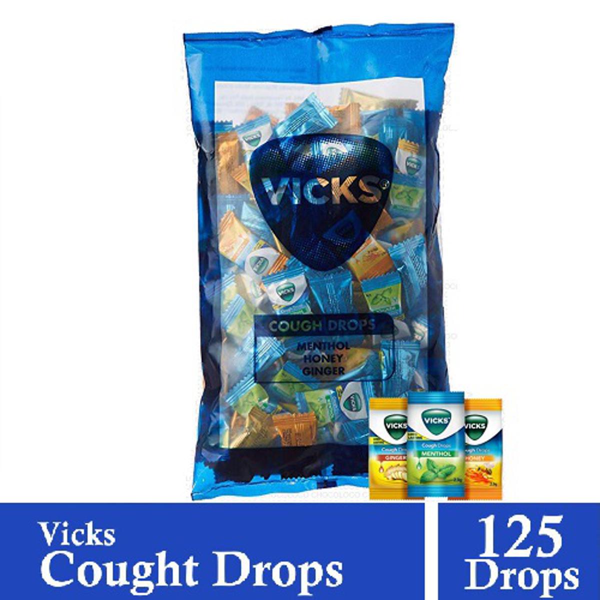 Picture of Vicks Cough Drops 2.7g x 65 Mix Packs / 1.8gm 125 Mix Packs - Ginger, Menthol, Tulsi & Honey Flavor