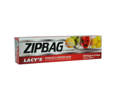 Picture of Lacy's Zipbag Gallon Size 260mm X 280mm (20 Bags+4 Free)