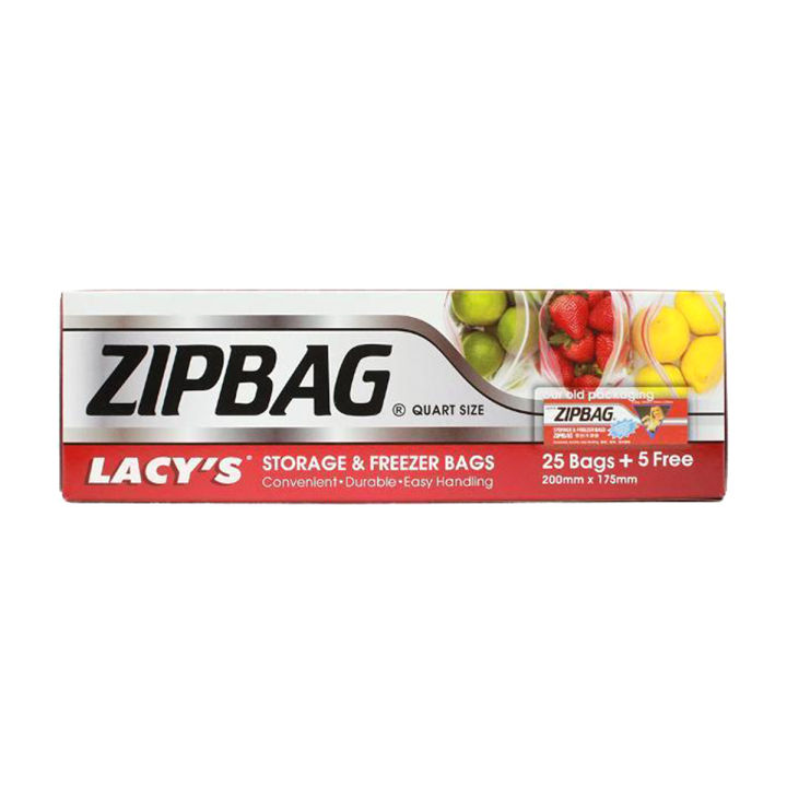 Picture of Lacy’s Zipbag Quart Size 200mm X 175mm (25 Bags+ 5 Free)