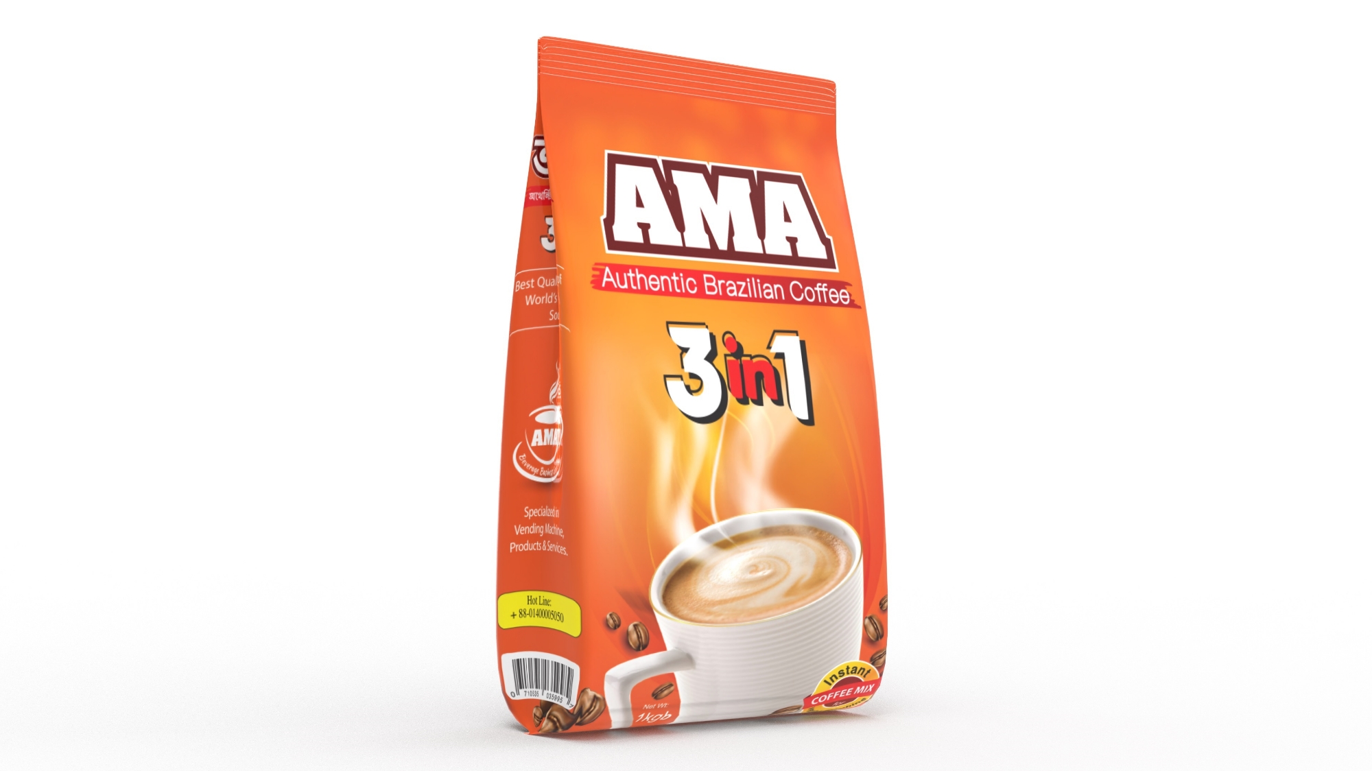 Picture of AMA authentic brazilian coffe 3 in 1 instant coffee mix 1 kg