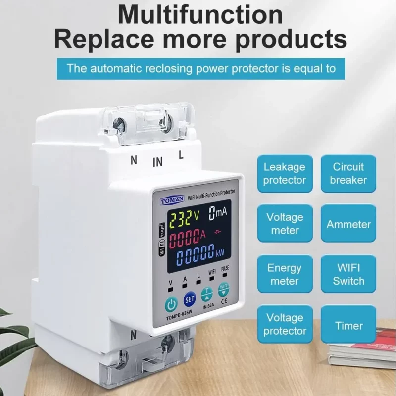 Picture of TOMZN TOMPD-63SW WiFi Smart Circuit Breaker
with Real-Time Energy Monitoring and App Control