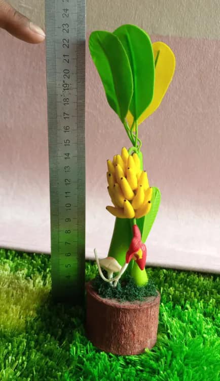 Picture of Artificial clay bonsai banana tree decoration interior - multicolor