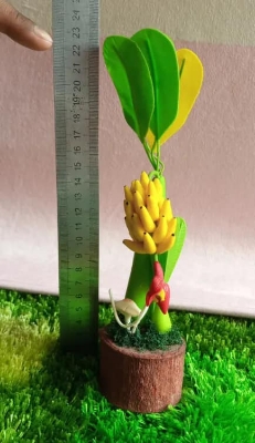 Picture of Artificial clay bonsai banana tree decoration interior - multicolor