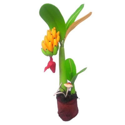 Picture of Artificial clay bonsai banana tree decoration interior - multicolor