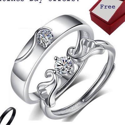 Picture of Lovers Women'S Men'S Boy Open Zircon Plated Adjustable Couple Ring - Ring For Girls - Ring S