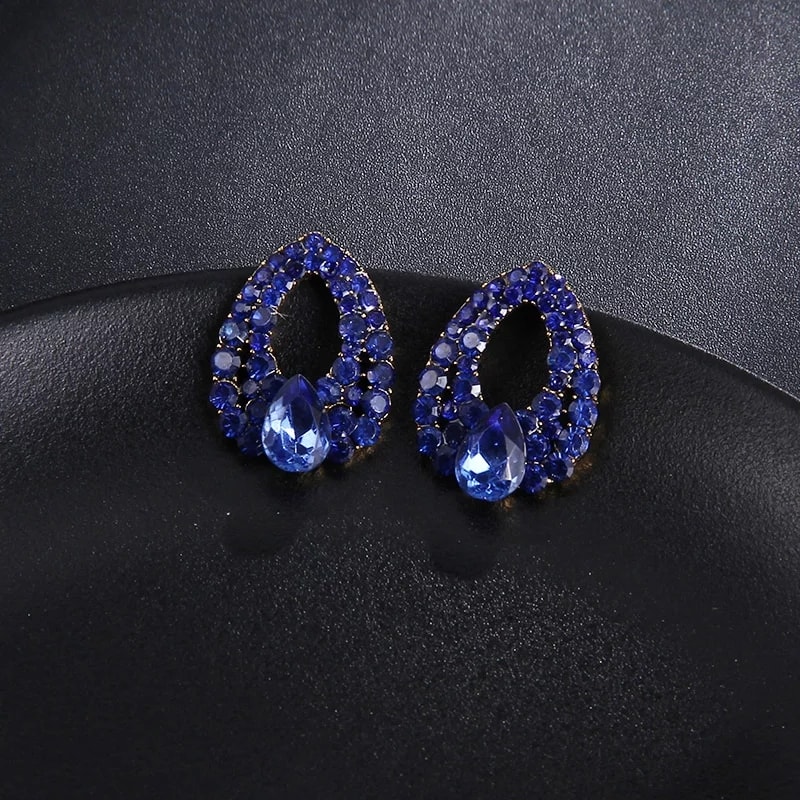 Picture of Blue Earrings Crystal Style Dangle Earrings For Women Girl