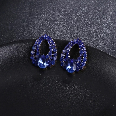 Picture of Blue Earrings Crystal Style Dangle Earrings For Women Girl