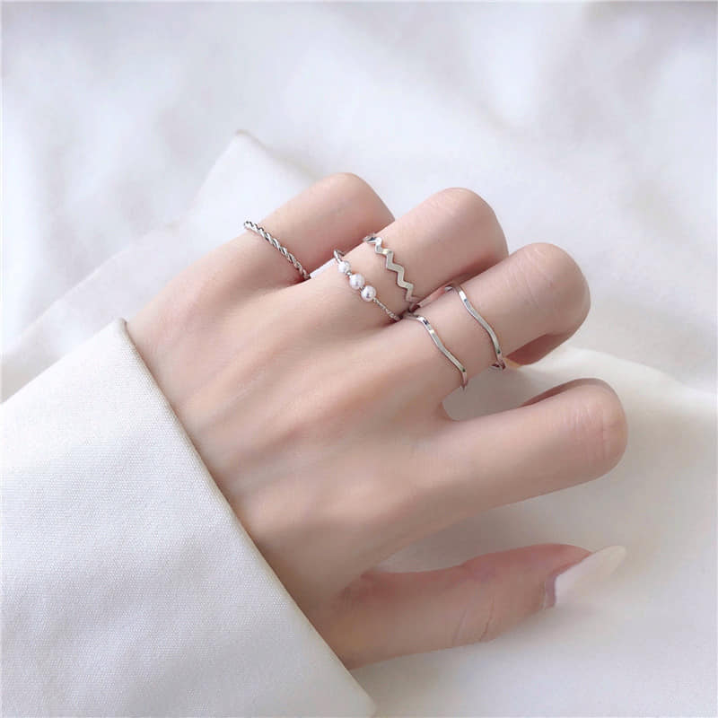 Picture of Women's Silver Ring Set 5 Pcs