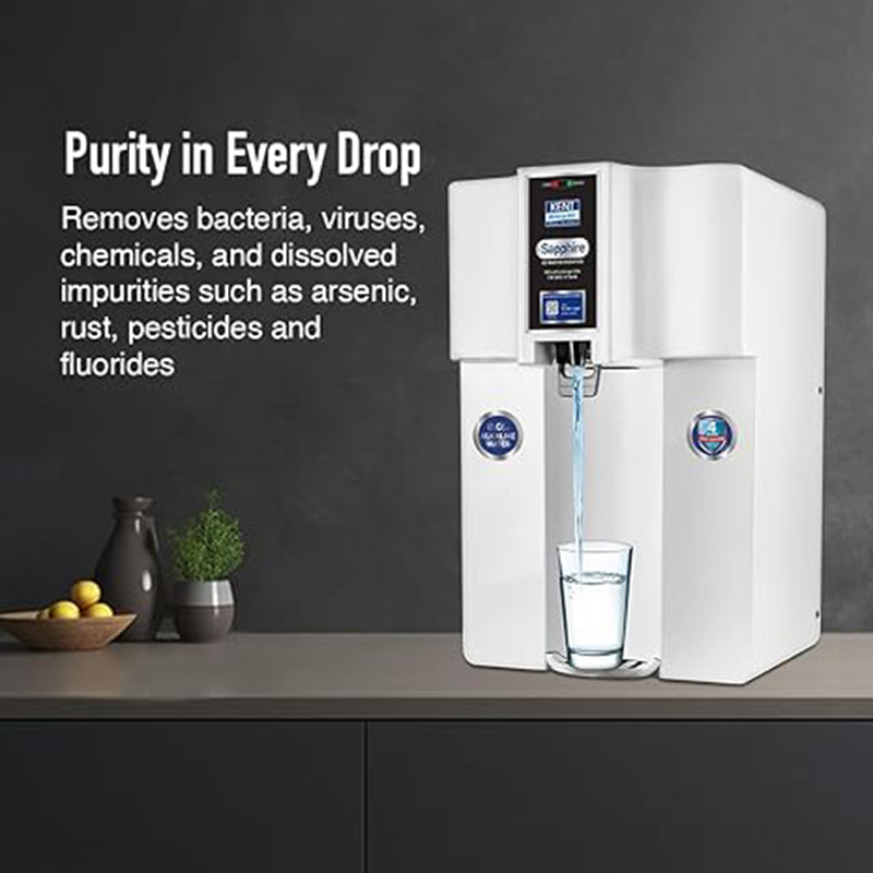 Picture of Kent 8 Liter Sapphire RO Water Purifier|RO+UF+Inline UV+Alkaline+TDS Control+UV LED in Tank | Fully Automatic On & OFF Operation