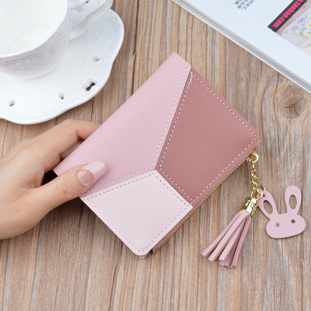 Picture of Fashionable Short Zipper Penny Purses Short Penny Purse Money Bag Trendy Pu Leather Wallets