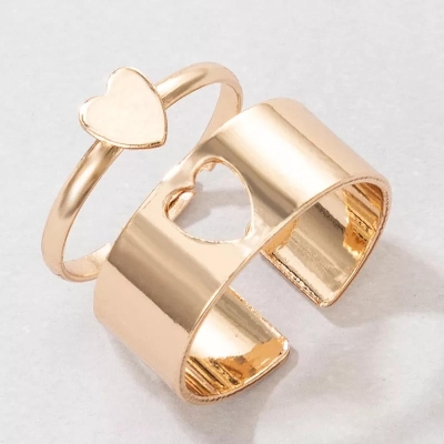 Picture of LOVE King & Queen Couple Ring Set In Titanium Hart