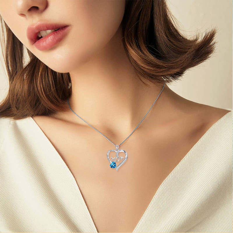 Picture of Stylish - Modern Vibe - Highly Sustainable - Fashion Letter Mom Heart Shaped Crystal Pendant Necklace - Durabilty Assured
