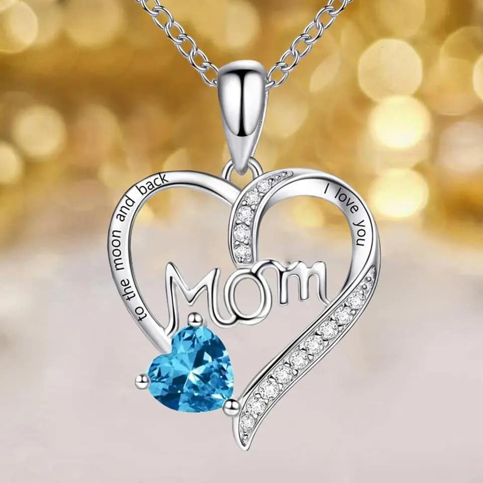 Picture of Stylish - Modern Vibe - Highly Sustainable - Fashion Letter Mom Heart Shaped Crystal Pendant Necklace - Durabilty Assured
