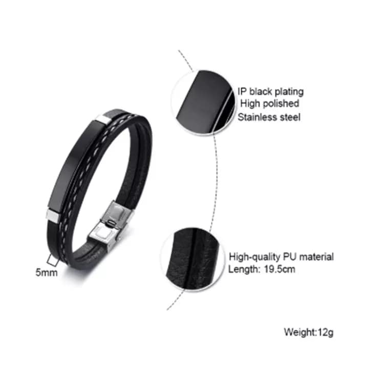 Picture of New Leather Bracelet With Engraved Coordinates Bracelet For Men