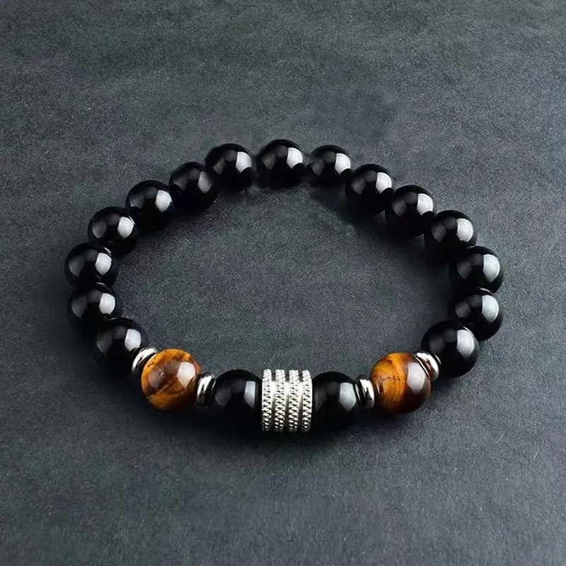 Picture of Lavish indulgent - Tiger Eye Stone Charm Stainless Steel Accessories Chain Bracelets for Men - Easy To maintain - Iconic Style