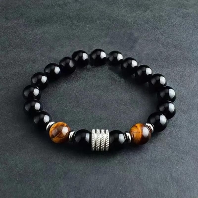 Picture of Lavish indulgent - Tiger Eye Stone Charm Stainless Steel Accessories Chain Bracelets for Men - Easy To maintain - Iconic Style