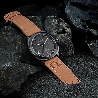 Picture of Stylish Addition - Brown Pu Leather Analog Dial Watches For Men Watch For Men - Watch - ঘড়ি - Sustainable Choice - Elite Expression