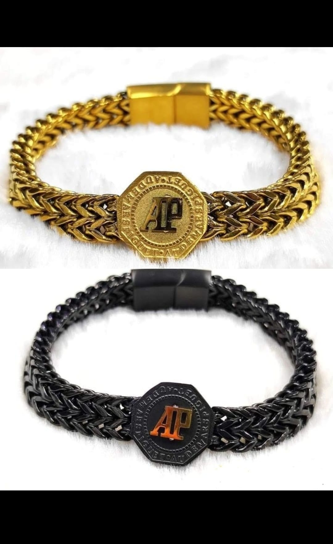 Picture of New AP style Men Cuban Link Chain Bracelet Shiny Rhinestone Inlaid Bangle Jewelry