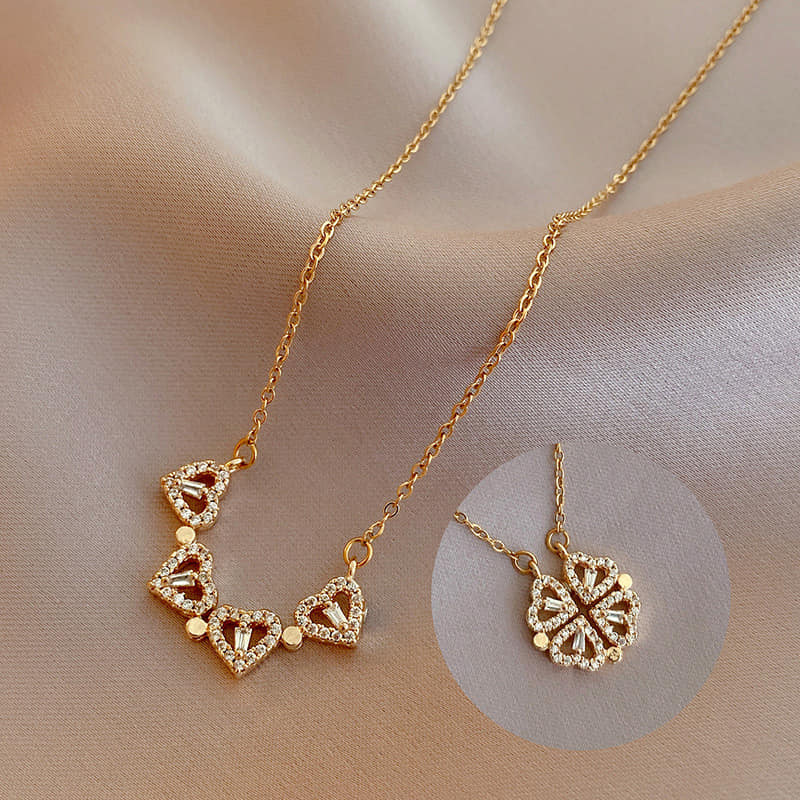Picture of Stylish Fashionable Trendy Love Magnetic Chain Necklaces for Girls Simple Stylish Fashion - Folding Heart-Shaped Pendant Necklaces for Women