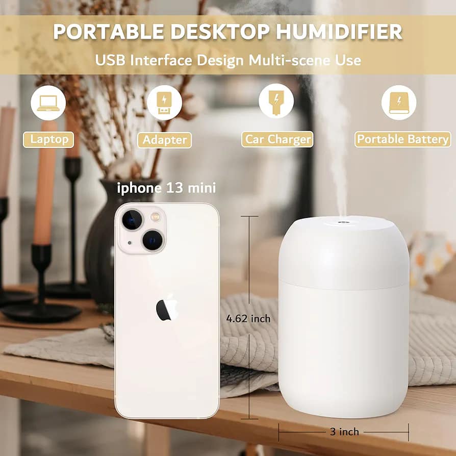 Picture of Mini Portable Ultrasonic Air Humidifer Aroma Essential Oil Diffuser USB Mist Maker Aromatherapy Humidifiers for Home Car