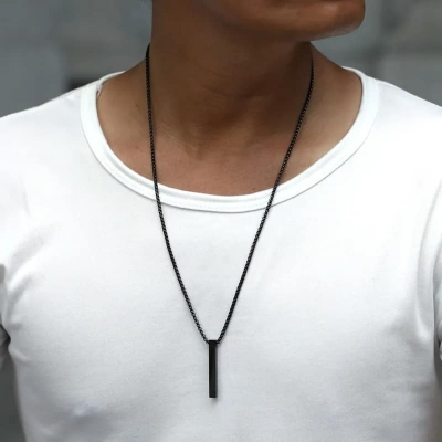 Picture of Fashion New Pendant Necklace Men Punk Trendy Simple Stainless Steel Chain Jewellery Gift