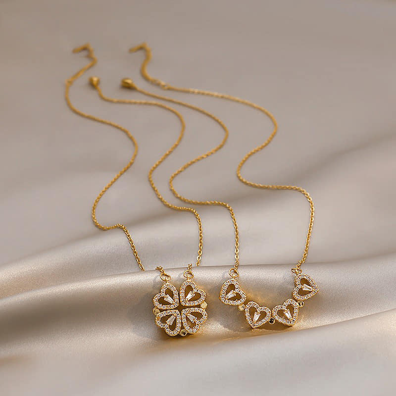 Picture of Stylish Fashionable Love Magnetic Chain Necklaces for Girls Simple Stylish Fashion - Folding Heart-Shaped Pendant Necklaces for Women