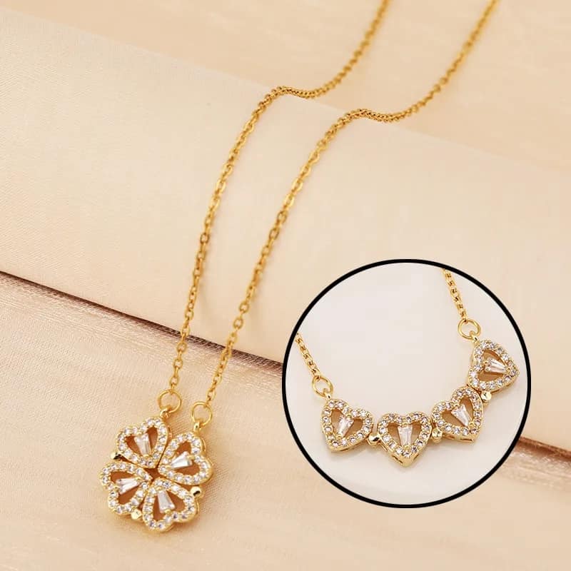 Picture of Stylish Fashionable Love Magnetic Chain Necklaces for Girls Simple Stylish Fashion - Folding Heart-Shaped Pendant Necklaces for Women