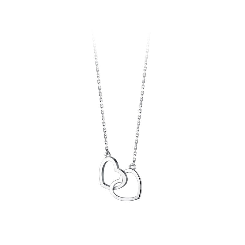 Picture of Sterling Silver Necklace White Plated Korean Fashion Cute Heart Shaped Pendant Necklace For Girls