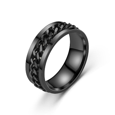 Picture of Men's punk design finger ring black