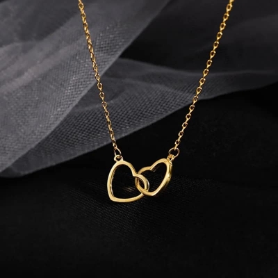 Picture of Sterling Silver Necklace White Plated Korean Fashion Cute Heart Shaped Pendant Necklace For Girls