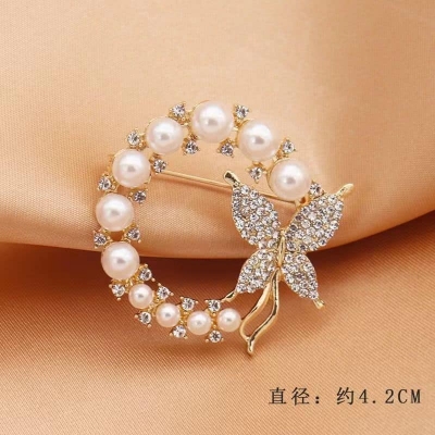 Picture of Flower White Pearls Hijab pin(Golden color) Fashion Creative Safty Pins For girls and Women