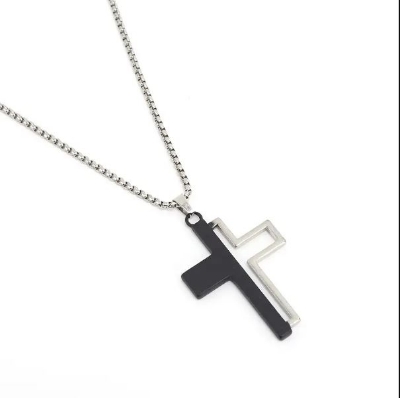 Picture of Black Trendy Simple Stainless Steel Silver Necklace For Men