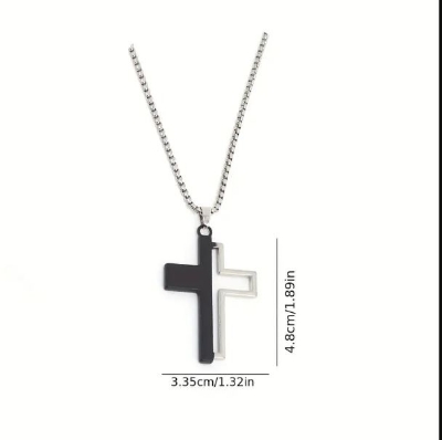 Picture of Black Trendy Simple Stainless Steel Silver Necklace For Men