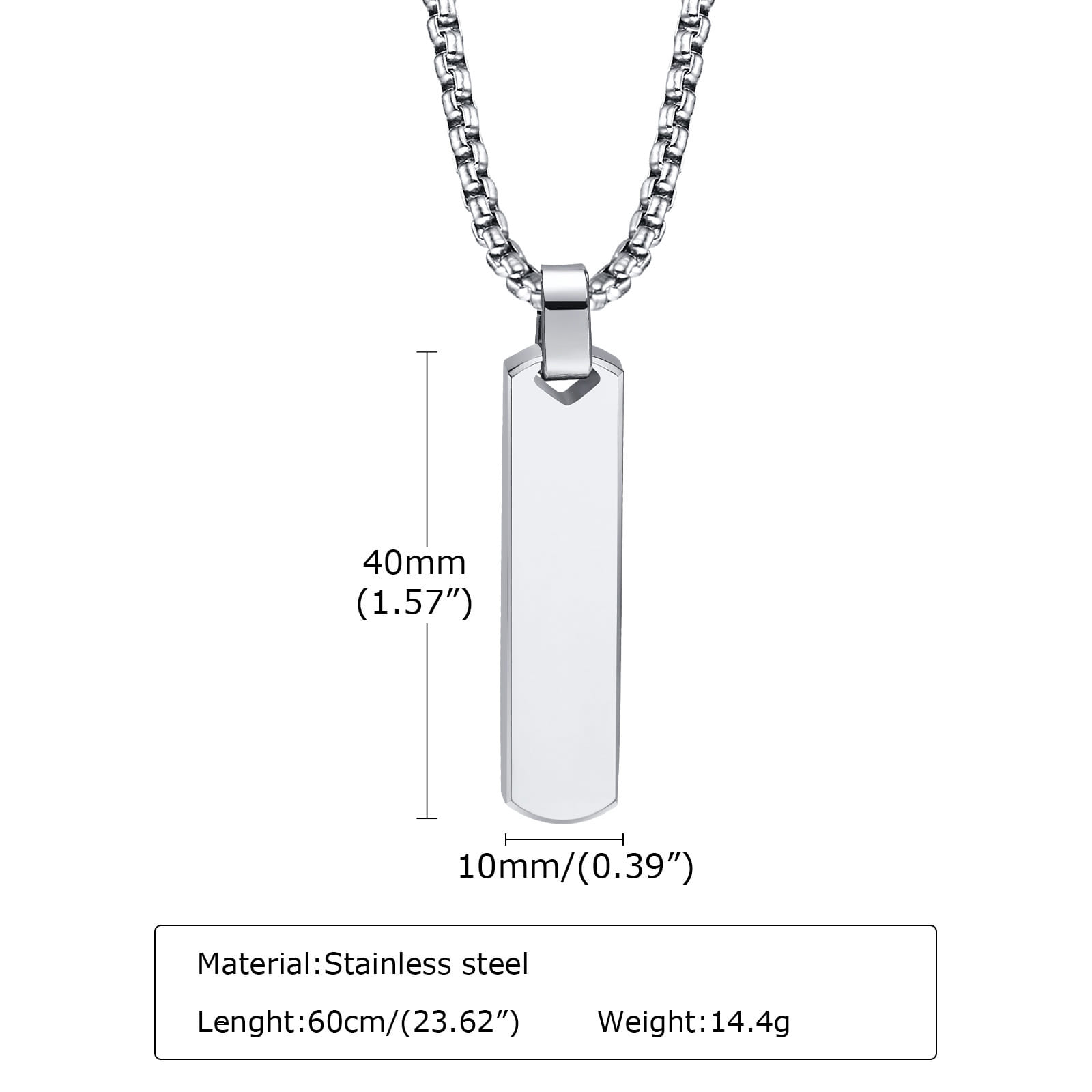 Picture of Fashionable Boys Pendant and Bar  Silver Necklace for Men, Stainless Steel