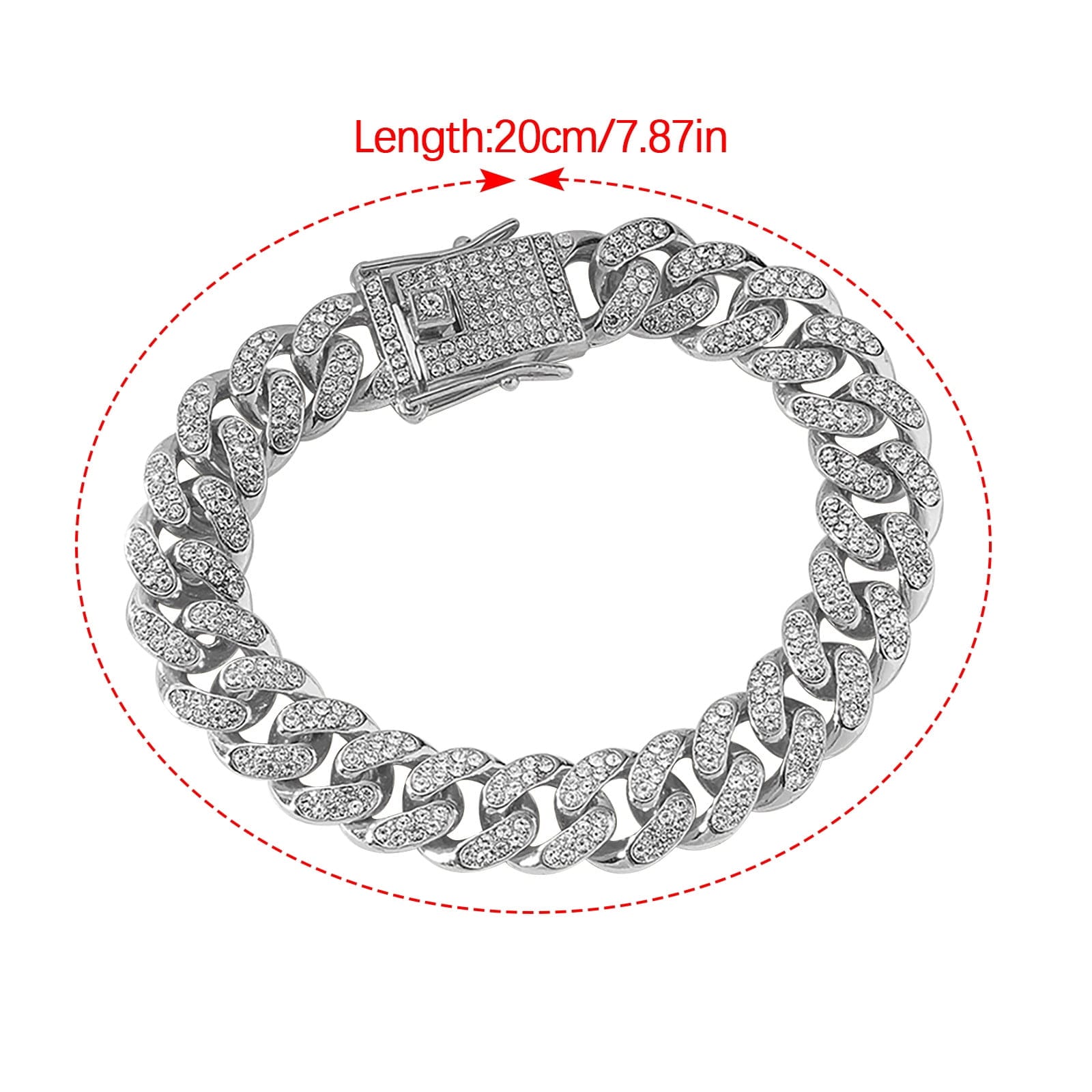 Picture of Trendsetter -Upscale Living -New style Men Cuban Link Chain Bracelet Shiny Rhinestone Inlaid Bangle Jewelry- Inventive Choice