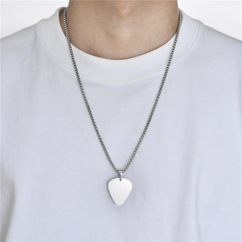 Picture of Silver  Guitar Stainless Steel Blanks Chain  Pendants-Silver