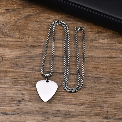 Picture of Silver  Guitar Stainless Steel Blanks Chain  Pendants-Silver