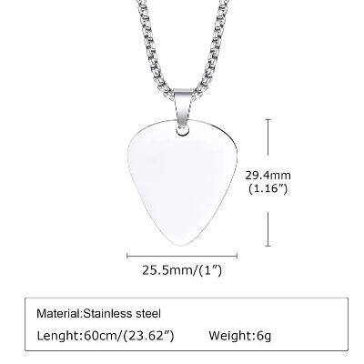 Picture of Silver  Guitar Stainless Steel Blanks Chain  Pendants-Silver