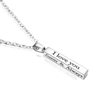 Picture of Silver Color I Love You Forever & Always Letter Charm Necklace Lettering Wishing Pendant For Men Gift For Men/Boys
