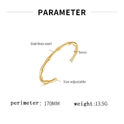 Picture of Simple Stainless Steel Golden Color Bamboo Joint Bracelet for Women Men Romantic Party Gift Fashion Jewelry