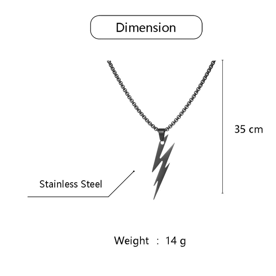 Picture of Black  Stainless Steel  Lightning Bolts Necklace Chain For Men