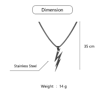 Picture of New Black  Stainless Steel  Lightning Bolts Necklace Chain For Men