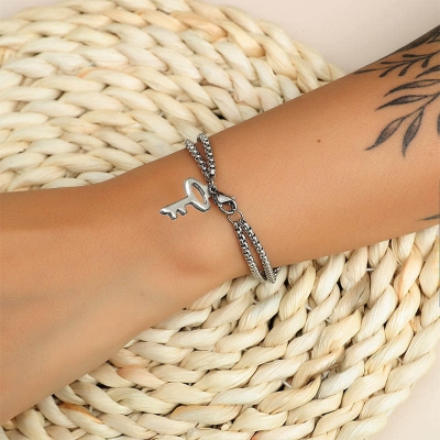 Picture of Men Stainless Steel Bracelet with Hollow Cross Lobster Claw Clasp Charm Punk Hip Hop Jewelry Bracelet for Men