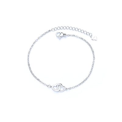 Picture of Silver Color Fashion Double Heart Chain Bracelet for Women