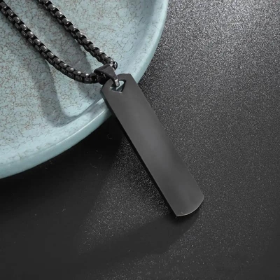 Picture of New Stylish Bar Pendant Necklace For Men Stainless Steel Box Chain Pendant Men’s Necklace