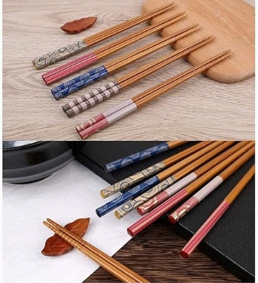 Picture of Japanese Handmade Natural Wooden Chopsticks Health Without Lacquer Wax Tableware Dinnerware Sushi Chinese Tie line Wedding Gifts