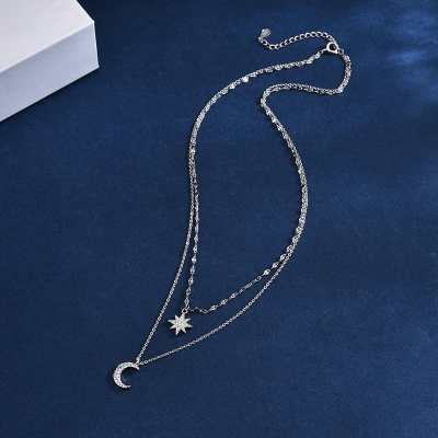 Picture of Cute Zircon Moon Pendant Necklace for Women