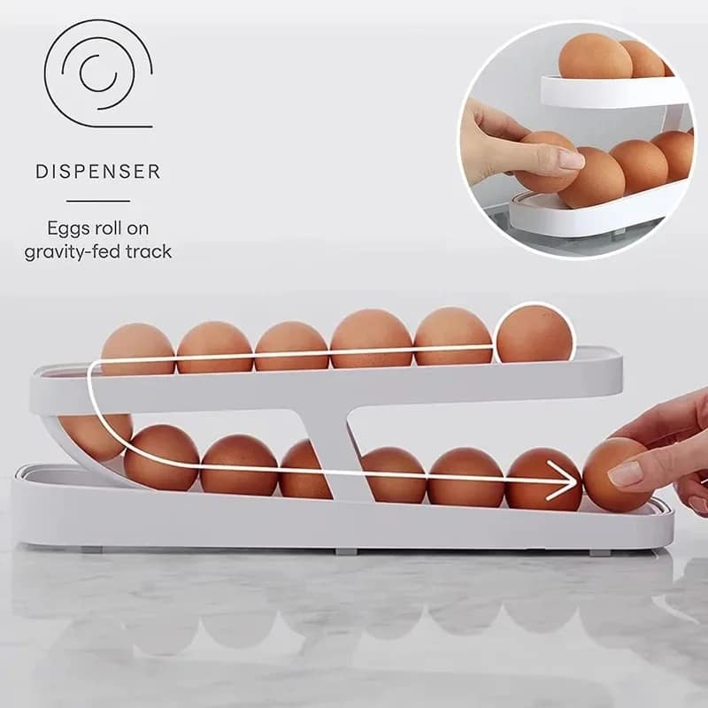 Picture of Automatic Roll-Down Double-Layer Egg Organizer, Automatic Scrolling Egg Dispenser Holder Storage Box Container Refrigerator for Refrigerator Kitchen Cabinet-1pcs_0nlineshopbd